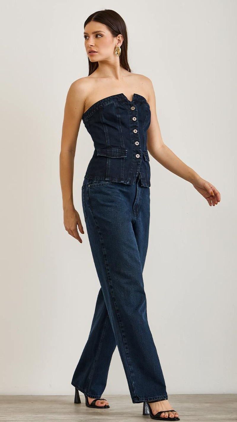 CALÇA JEANS WIDE LEG CÓS BAIXO