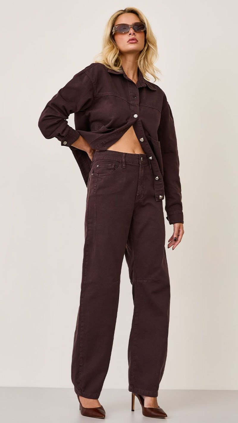 CALÇA SARJA BAGGY BALLOON MARROM