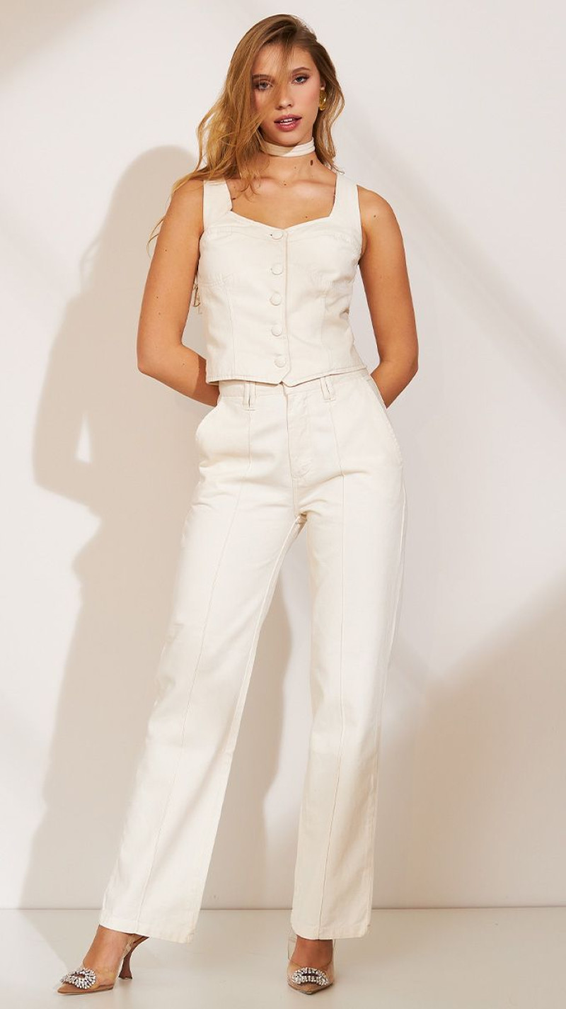 CALÇA WIDE LEG ALFAIATARIA OFF WHITE