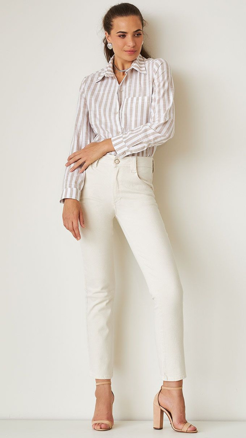 CALÇA WHITE DENIN  COM ELASTANO CINTURA ALTA