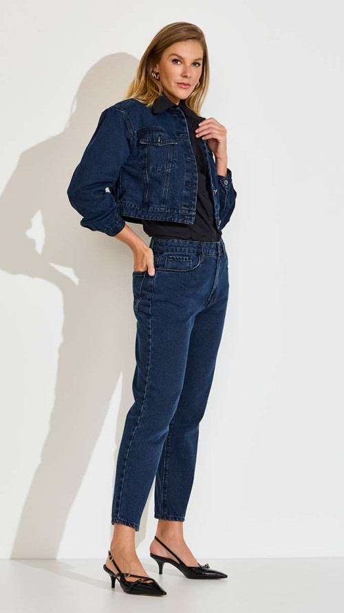 CALÇA JEANS RETA DARK BLUE