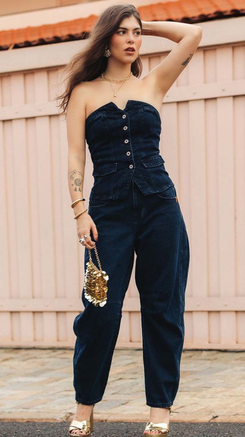 CALÇA JEANS BARREL DARK BLUE