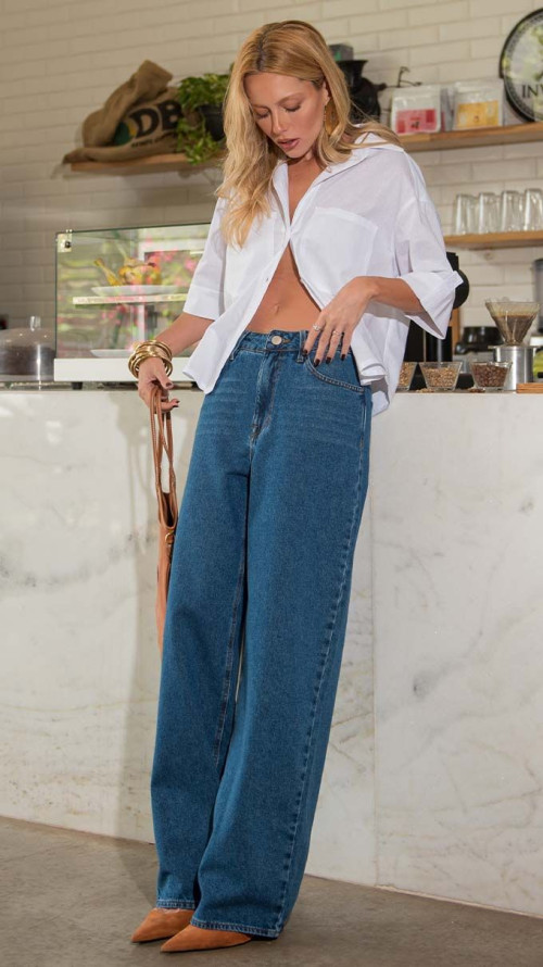 CALÇA JEANS JUMBO ESCURA