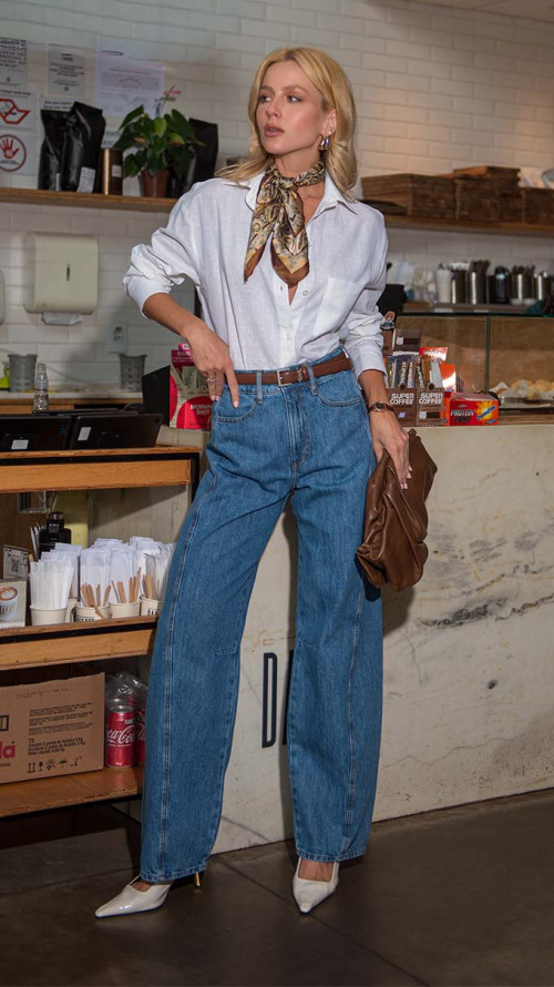 CALÇA JEANS BAGGY BALLOON RECORTES