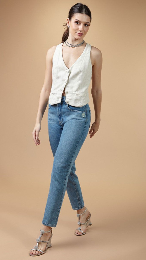 CALÇA JEANS MOM CLARA COM PUÍDO