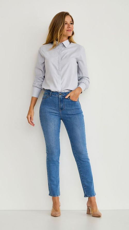 CALÇA JEANS RETA BEYONCÉ CINTURA ALTA