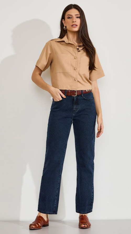 CALÇA JEANS RETA DARK BLUE