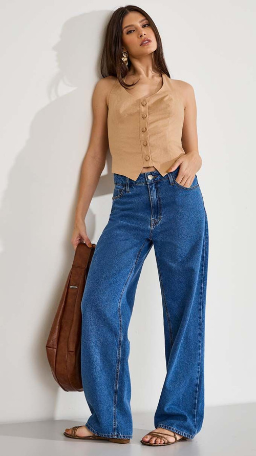 CALÇA JEANS JUMBO FILIGRANA