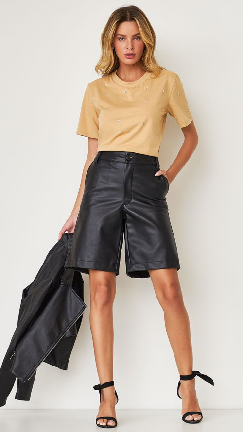 BERMUDA JORTS DE COURO ECO PRETA