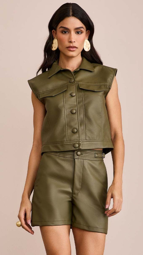 SHORT COURO ECO ALFAIATARIA VERDE MUSGO
