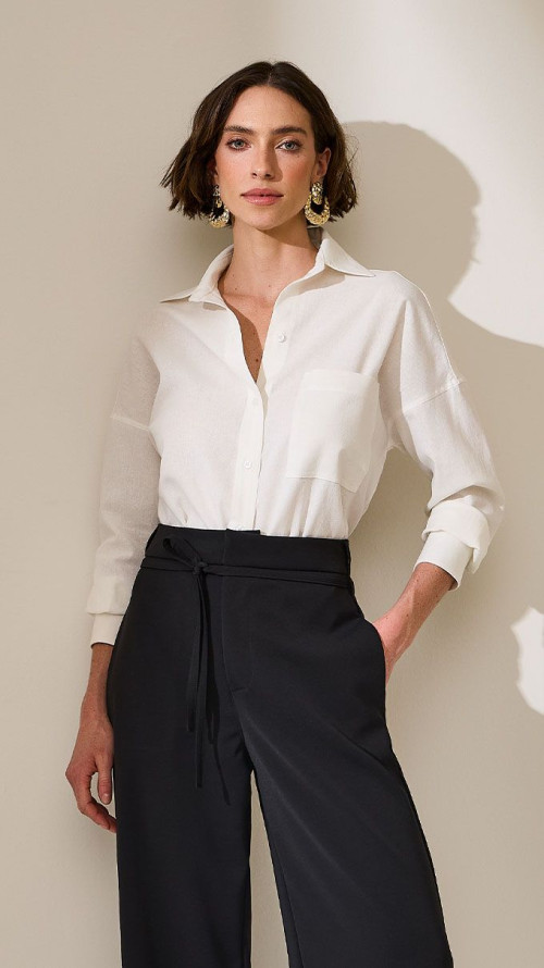 CAMISA DE LINHO MANGA LONGA OFF WHITE