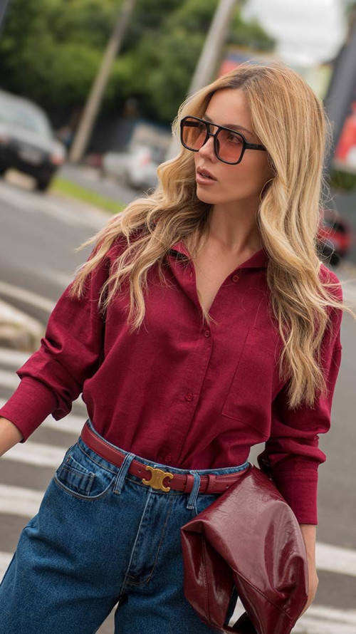 CAMISA DE LINHO MANGA LONGA CHERRY