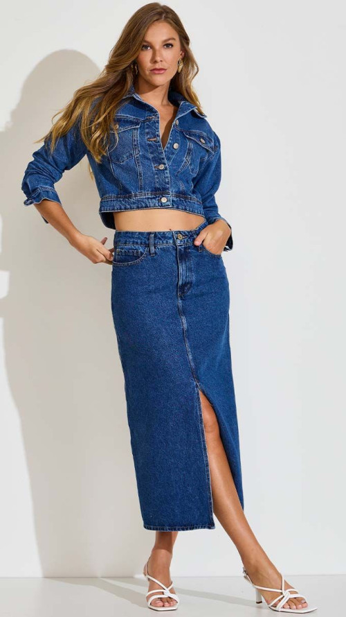 SAIA JEANS BÁSICA COM FENDA FRONTAL