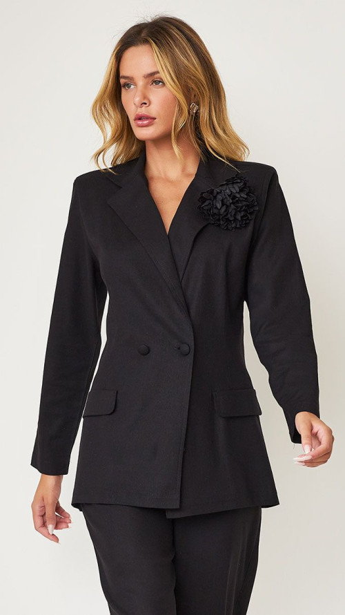 BLAZER ALONGADO DE LINHO PRETO