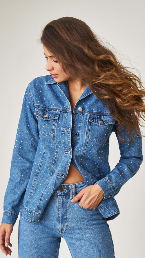 JAQUETA JEANS OVER BRILHO - GLISS