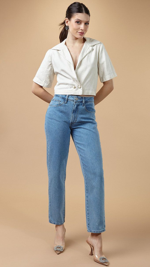 CALÇA JEANS RETA BÁSICA CLEAR