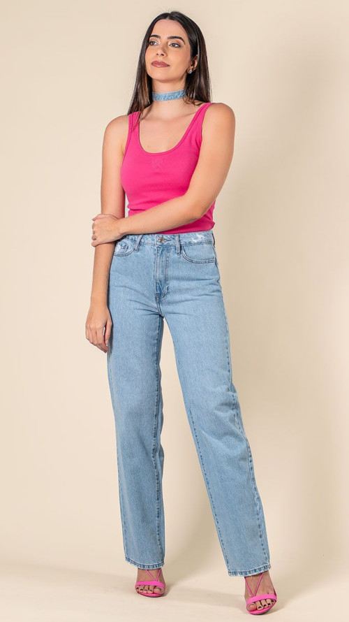 CALÇA JEANS WIDE LEG CLARA BÁSICA 