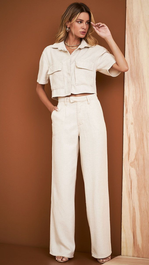 CALÇA WIDE LEG ALFAIATARIA NOVÁRA OFF WHITE