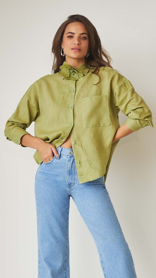 CAMISA  100% LINHO BOLSO ÚNICO 