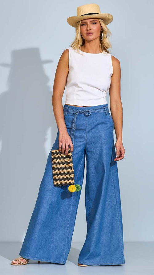 CALÇA PANTALONA CINTURA ALTA