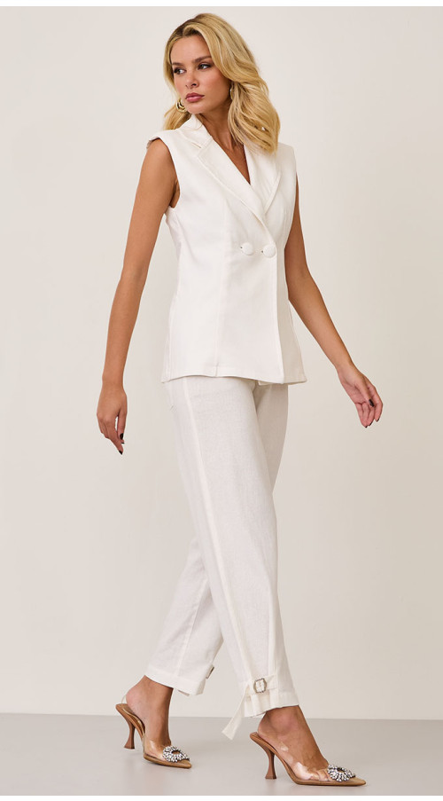 CALÇA LINHO SLOUCH ALFAIATARIA OFF WHITE