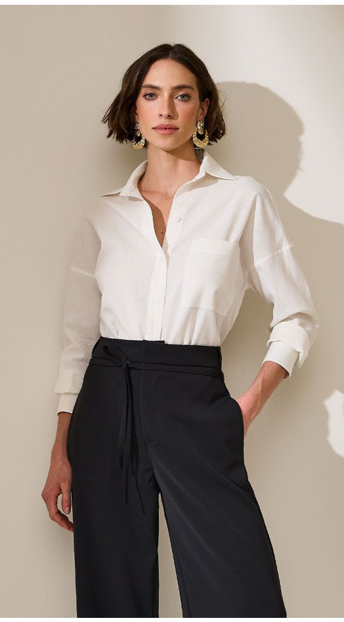 CAMISA DE LINHO MANGA LONGA OFF WHITE