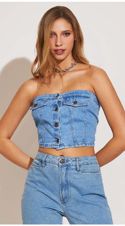 TOP JEANS CORSELET CLARO