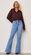 CALÇA JEANS FLARE BOLSO RELÓGIO