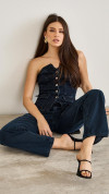 CALÇA JEANS WIDE LEG CÓS BAIXO