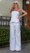 CALÇA DE SARJA MAXI WIDE COM MARTINGALE