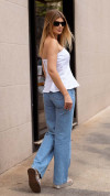 CALÇA JEANS WIDE LEG COM STRASS
