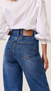 CALÇA JEANS WIDE LEG BOLSO RELÓGIO