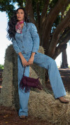 CALÇA JEANS WIDE LEG BORDADA