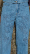 CALÇA JEANS WIDE LEG BORDADA