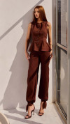 CALÇA LINHO HAREM ALADIM MARROM