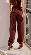 CALÇA LINHO HAREM ALADIM MARROM