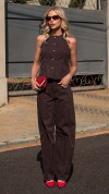 CALÇA SARJA BAGGY BALLOON MARROM