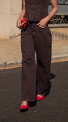 CALÇA SARJA BAGGY BALLOON MARROM