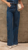 CALÇA JEANS MAXI WIDE BOTÕES