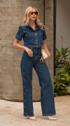 CALÇA JEANS MAXI WIDE BOTÕES