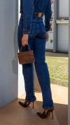 CALÇA JEANS RETA ABERTURA LATERAL