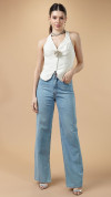 CALÇA JEANS WIDE LEG CLARA ABERTURA BARRA