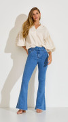 CALÇA JEANS CLARA MAXI FLARE COM CINTO