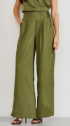 CALÇA MAXI WIDE LINHO VERDE OLIVA