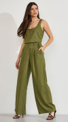 CALÇA MAXI WIDE LINHO VERDE OLIVA