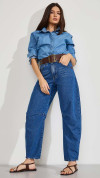 CALÇA JEANS BARREL BOLSO RELÓGIO
