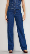 CALÇA JEANS WIDE LEG BOLSO RELÓGIO