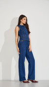 CALÇA JEANS WIDE LEG BOLSO RELÓGIO