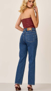 CALÇA JEANS RETA ESCURA BOLSO RELÓGIO