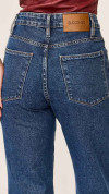 CALÇA JEANS RETA ESCURA BOLSO RELÓGIO